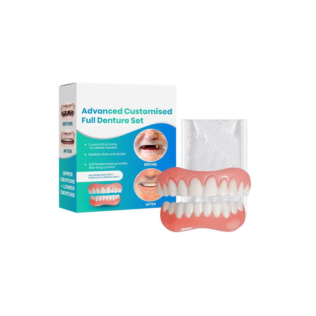 Silicone Denture Set for Upper Lower Teeth Soft Comfortable Bright White 2026 False Teeth Veneers Teeth Kit Fake Tooth Set