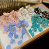 Temperament Women Earrings Light Luxury Stud Earrings Korean Big Flower Long Tassel Earrings  Party