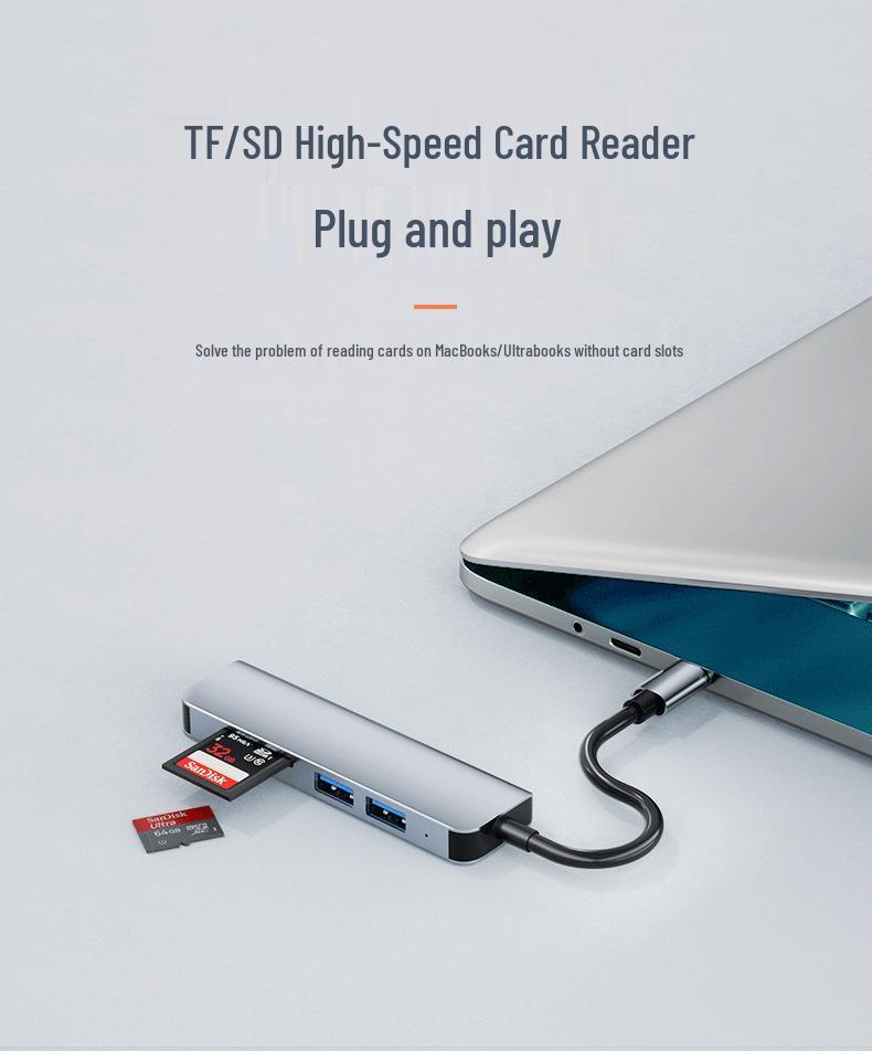 Универсальная док-станция 5-в-1 USB 3.0 с кардридером и расширителем интерфейсов для ноутбука