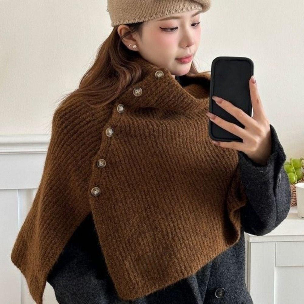 Thicken High Neck Scarf Warm Scarves Knitwear Classic Women Winter Shawl  Women