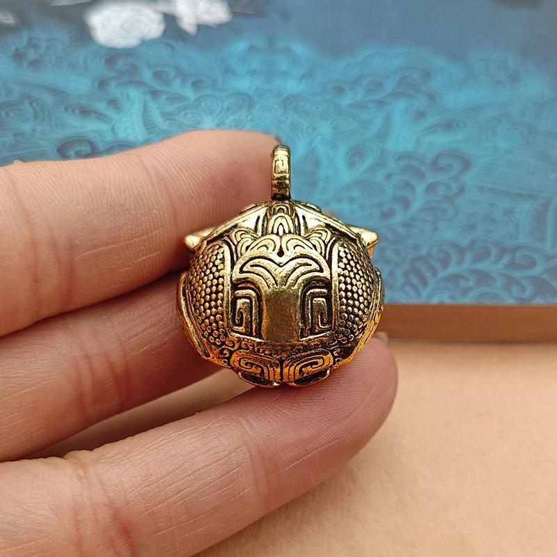 Подвеска-колокольчик в виде головы тигра из латуни по фен-шуй — ретро-подвеска в виде медного тигра для автомобильного брелока