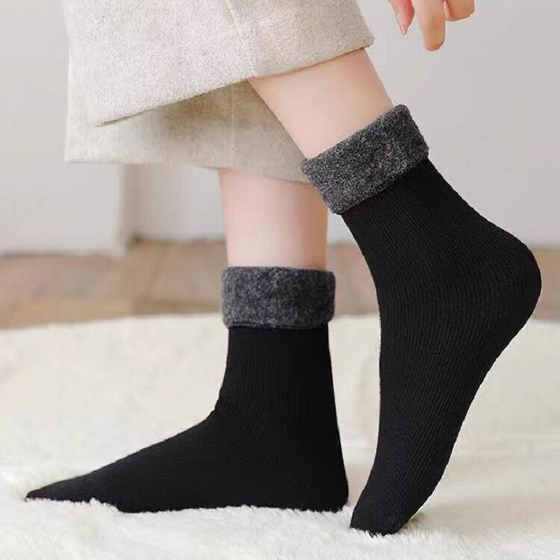 Женские утепленные термоноски, зимние теплые кашемировые носки, бархатные шерстяные самонагревающиеся носки для сна дома