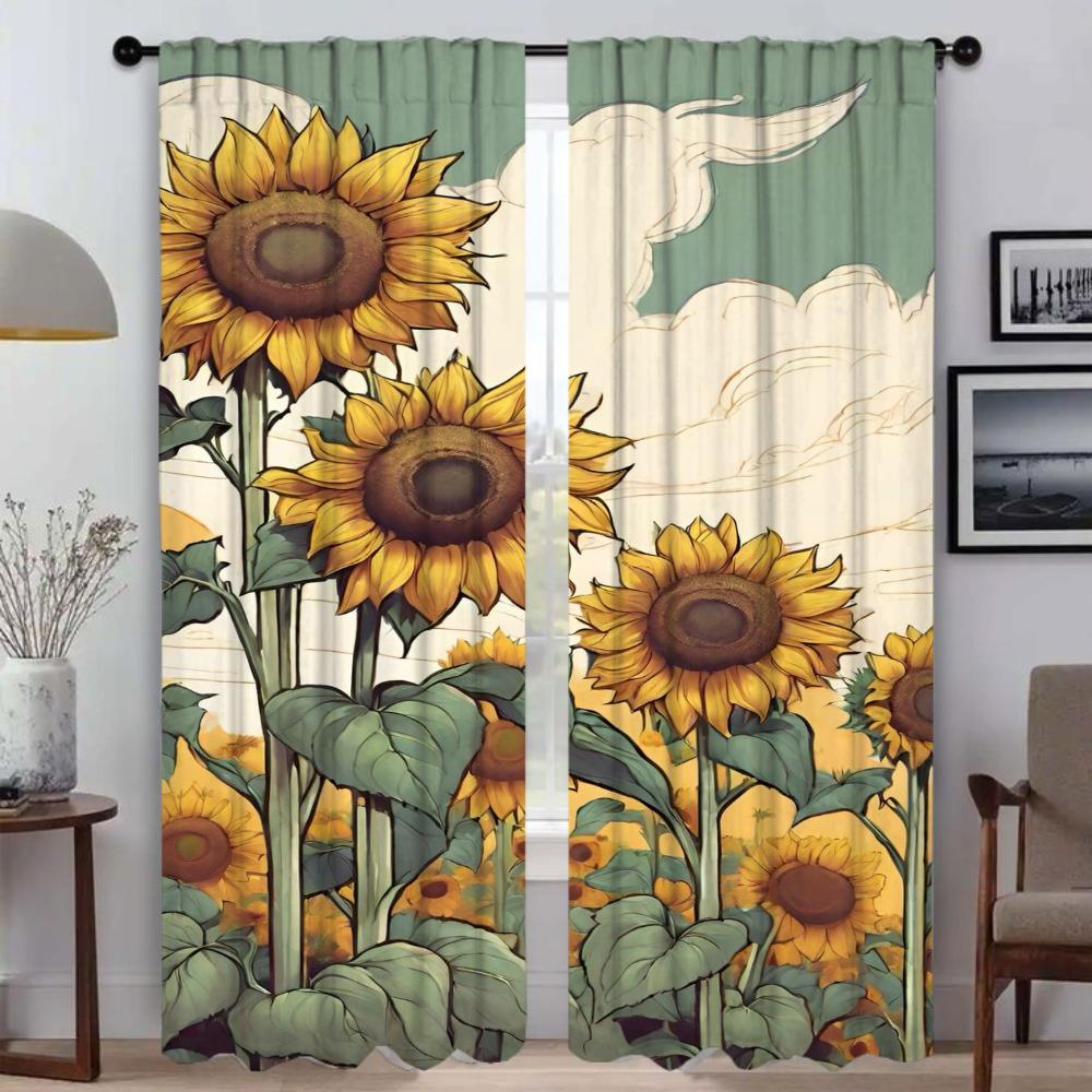 Домашний интерьер Шторы для камеры Цветочные затемняющие шторы для комнаты 2 Панельные жалюзи Разделение Хэллоуин Украшения Гостиная Кухня