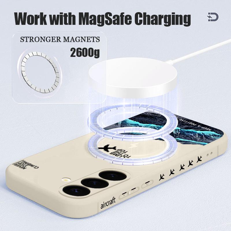 Магнитный чехол для телефона с рисунком самолета для Samsung Galaxy S26 S25 S24 Ultra S23 S24 S25 FE S22 Plus Для Magsafe Мягкая ТПУ крышка