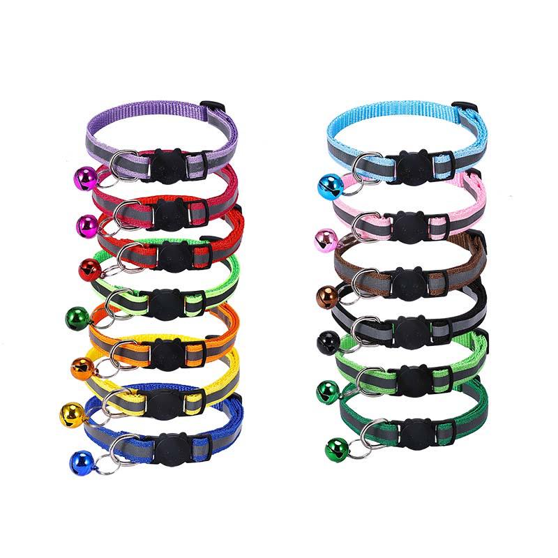 Reflective Cat Collar with Cartoon Cat Head & Colorful Bell