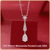 Модное ожерелье с кулоном из муассанита настоящего цвета D 1 карат для женщин, серебряное ожерелье S925 с каплей воды и бриллиантами на шею, ожерелья-цепочки