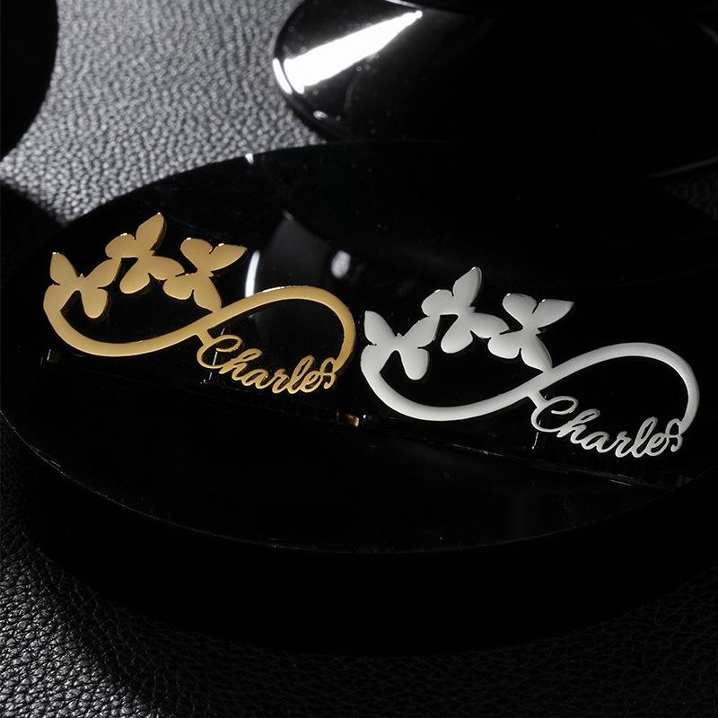 Name Brooch Stainless Steel Gold Plated Waterproof Personalized Customized Letter Name Breastpin for Women Men Jewelry