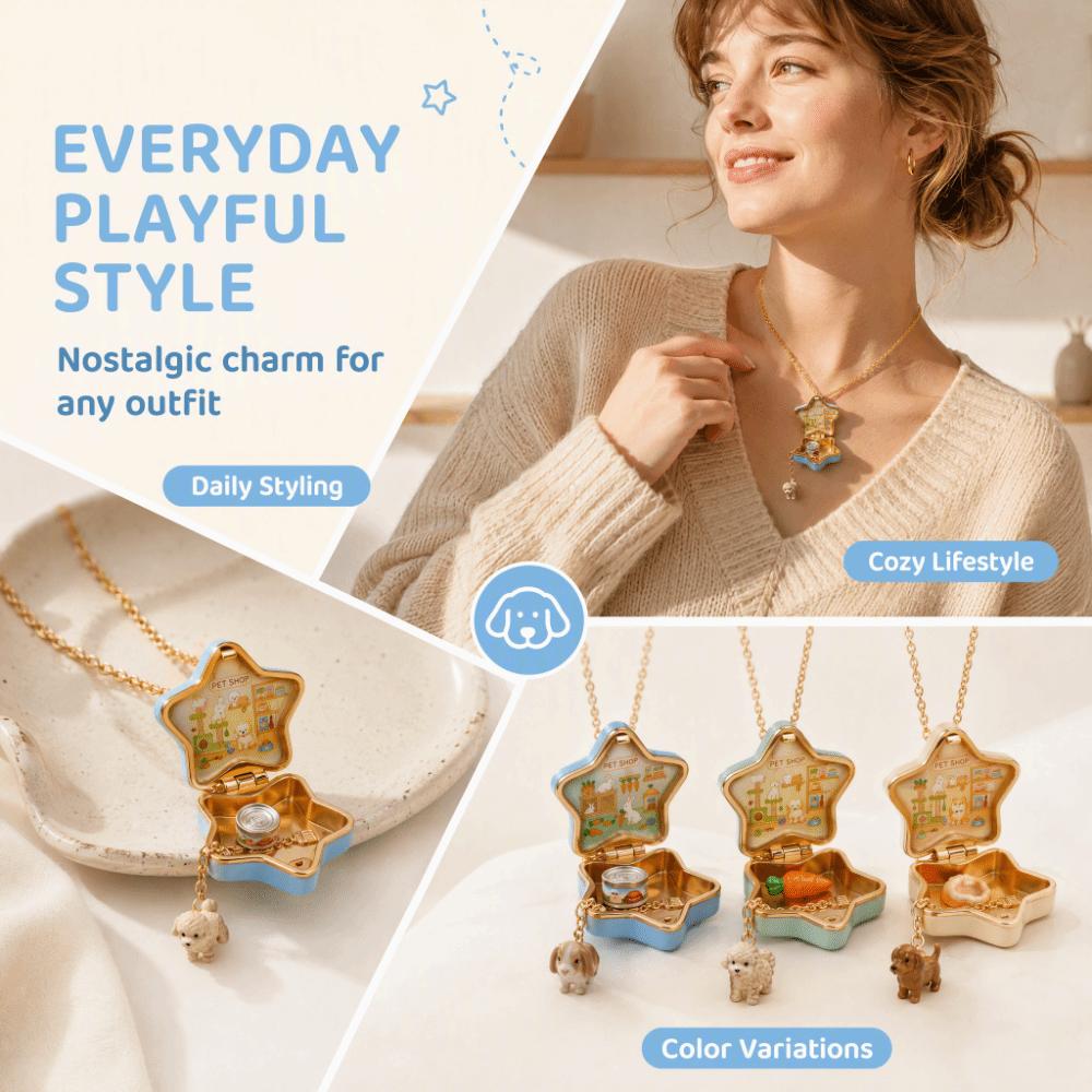 Oil Coating Openable Pendant Necklace Enamel Craft Enamel Dog Necklace Teen Girls Jewelry