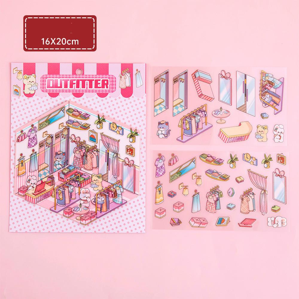 Мультфильм Еда Уличный Пейзаж Наклейка Сцена из Хижины DIY Игрушка Игра Наклейка Фестиваль Подарок На День Рождения для Детей Девочек и Детей