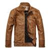 Флисовая мужская куртка из искусственной кожи, европейская и американская кожаная куртка с воротником-стойкой, мужская куртка