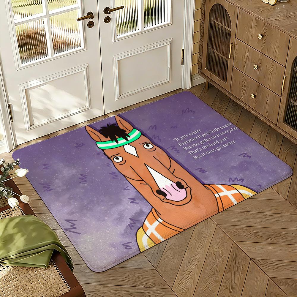 Anime classic B-BoJack Art Horseman Thickened Absorbent Non-Slip Floor Mat Bedroom Living Room Door Mat Flannel Rug