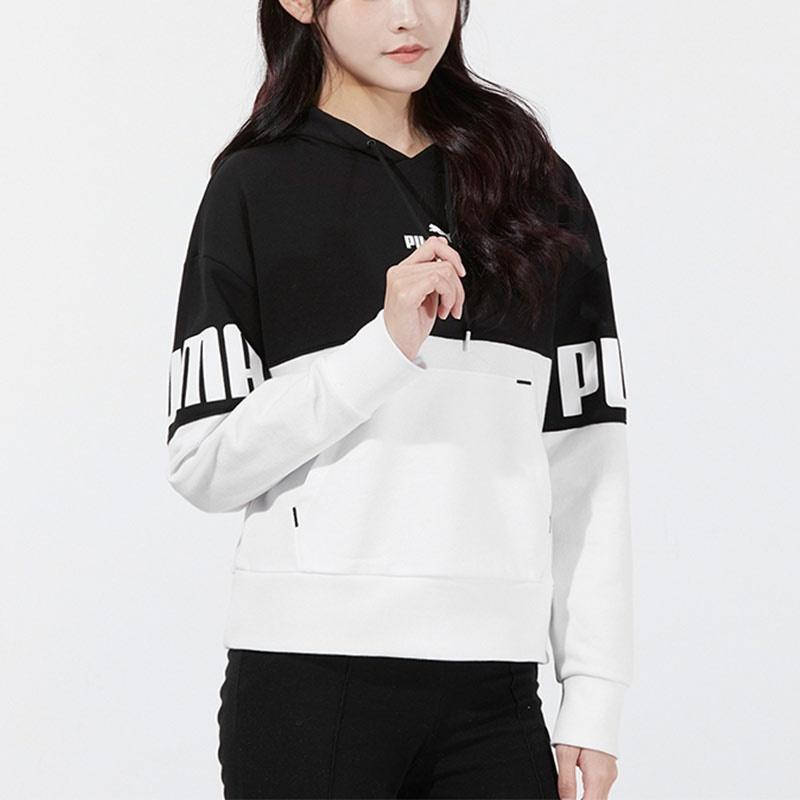 (WMNS) PUMA Power Худи Colorblock Повседневное Спортивное На шнурке Черный Женское 670957-01