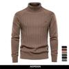 AIOPESON Solid Color Knitted Turtleneck Male Sweater Cotton High Quality Warm Men's Pullover Winter Casual Sweaters New 2022