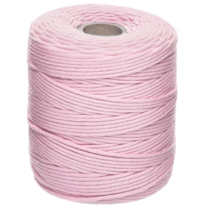 Corde Macramé - CREATIVE DECO - 200m - Rose Pastel - Fil de Coton et Polyester