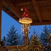DIY Christmas Ceiling Pendant Light?Up Santa Hat Hanging Chandelier Kit, Warm LED String Lights Outdoor Porch Holiday Decor with Star Tassel, Indoor