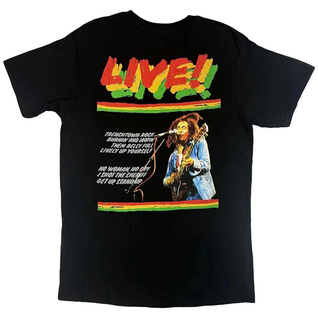 Bob Marley Live In Concert T Shirt Vintage Slightly Unisex Soft Casual Breathable Stylish Comfortable Homme Stretched