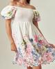 Women's Dress 12630 White with Flowers