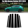6 шт., подходит для Alfa Romeo Stelvio 2017-2024, глянцевый черный материал из поликарбоната, зеркальный эффект, центральная часть окна двери автомобиля, средняя часть стойки стойки, накладка на стойку колонки