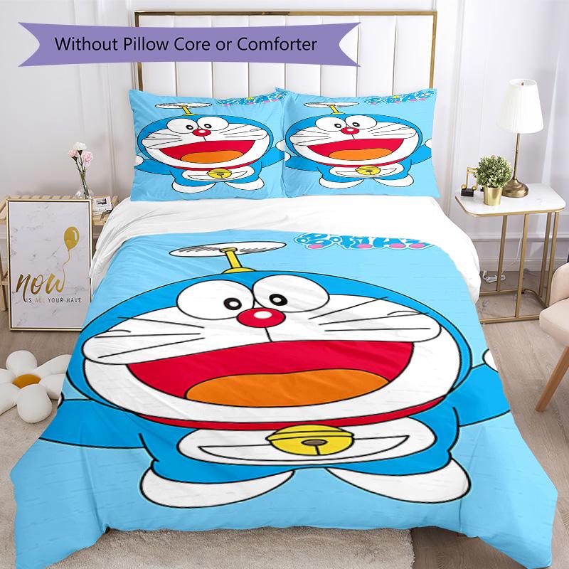 Doraemon Adventure 3‑Piece Bedding Set,Soft Breathable Duvet Cover with 31 Pillowcases,Multi‑Scene for Bedroom Dorm,Perfect Holiday Birthday Gift for