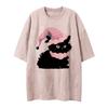 Модная летняя забавная креативная футболка с минималистской спальной шапкой, принтом котенка и короткими рукавами для мужчин и женщин