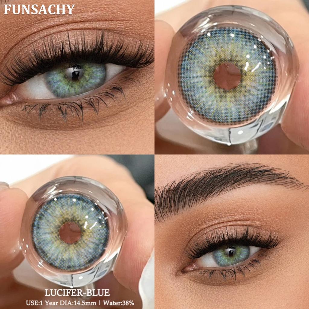 FUNSACHY 1 пара контактных линз натурального цвета для глаз, косметические цветные линзы, коричневые контактные линзы, ежегодные косметические цветные линзы для глаз
