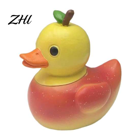Unique Gifts for Friends Adorable Fruit Duck Figurine, Resin Apple Strawberry Peach Banana Sculpture, Mini Cute Desktop Ornaments Desk Decor