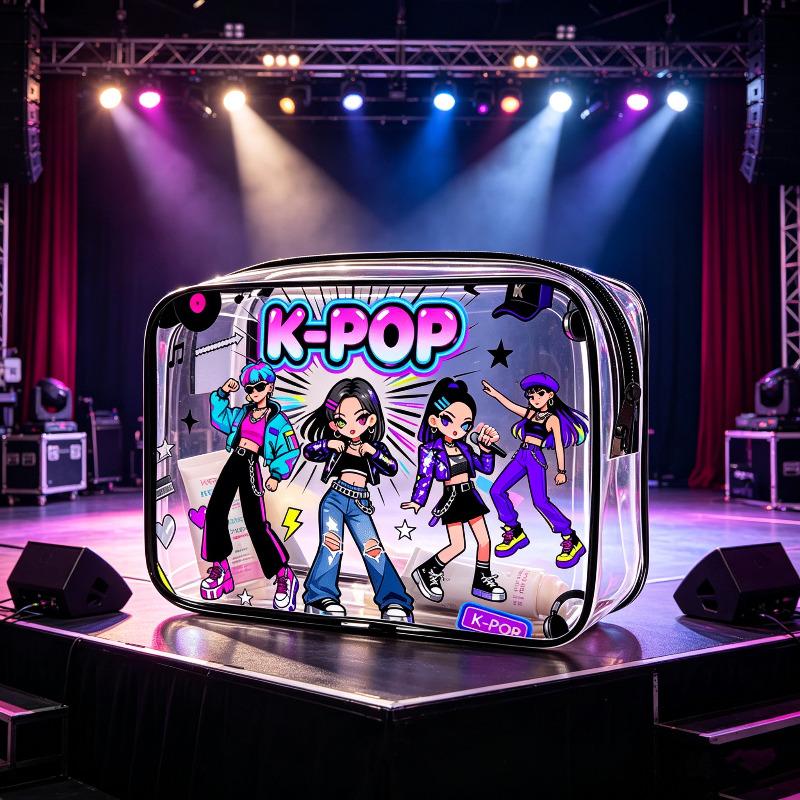 Модная прозрачная ПВХ косметичка в стиле K-POP, Портативный органайзер для макияжа для ежедневных поездок, Прочная маленькая косметичка