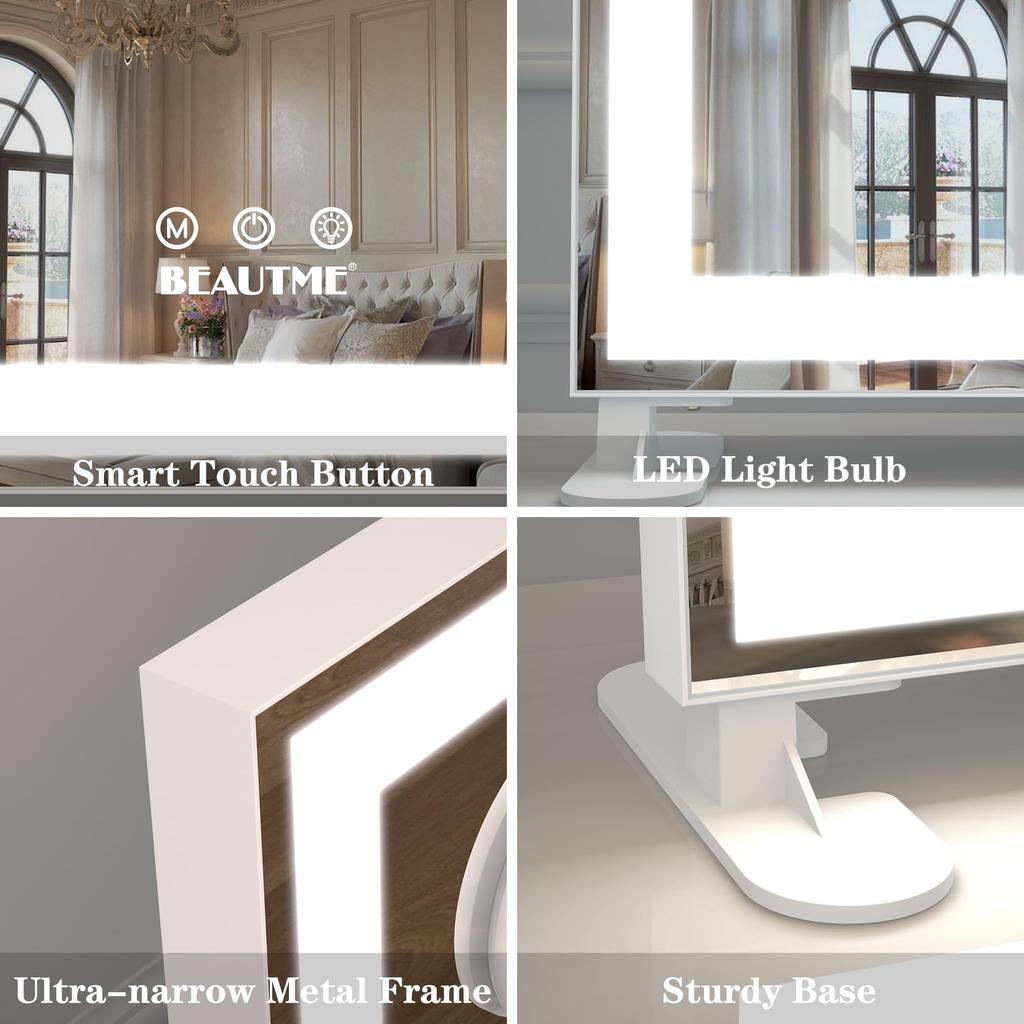 ANYHI Зеркало для актрисы, настольное, голливудское зеркало, зеркало для актрисы, настенное, светодиодное, поясное, зеркало для актрисы, светодиодное, подсвечиваемое, зеркало для макияжа, 3 режима освещения, регулируемое