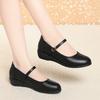 3.5cm Fashion Breathable Shallow Mouth Soft Leather Platform Wedges Shoes Women Fall 2025 Flat Heels Mary Janes for Office Mom