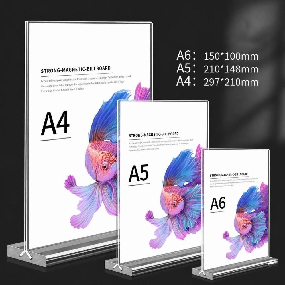 A4/A5/A6 Desk Display Stand Acrylic Price Label Display Rack Durable Menu Stand Holder Restaurant