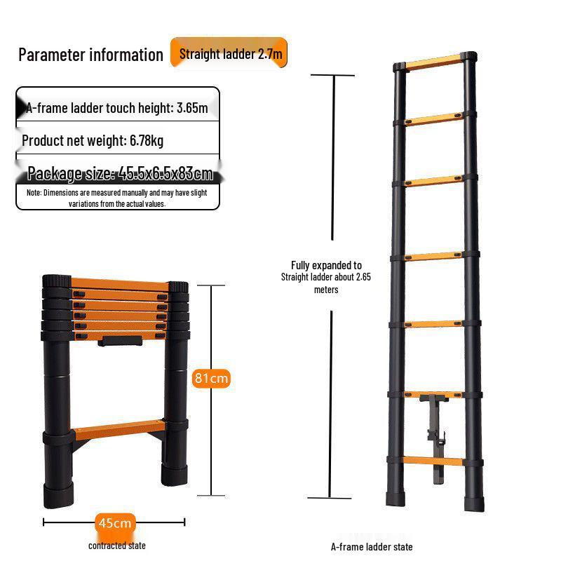 Телескопическая складная стремянка из нержавеющей стали и алюминиевого сплава
