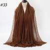 New Fashionable Women's Long Crinkled Cotton Linen Scarf with Tassel Edge - Solid Color Shawl