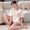 Pure Cotton Pajamas for Women, Summer Short Sleeved Long Pants Two-piece Set, Loose and Can Be Worn Externally for Women In Home Clothing