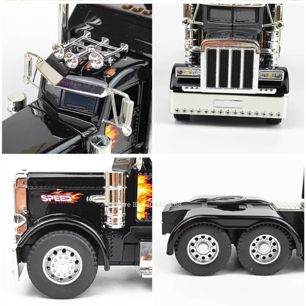 1:24 PETERBILT 389 Грузовик Игрушка Ходячий Трактор Модель Машины Сплав Литье под Давлением Звук Свет Модели Транспортных Средств Декор Салона Подарок