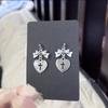 Темперамент Сладкий Серебристый Цвет Бант Крест Полый Форма Сердца Стразы Висячие Серьги для Женщин Готический Y2K Украшения