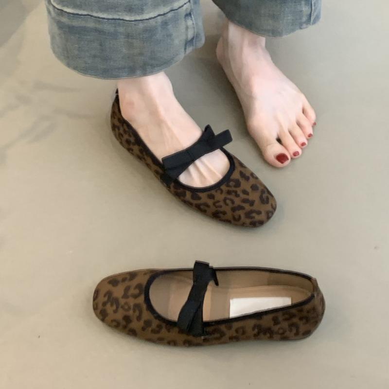 Модные туфли Мэри Джейн для женщин, весенне-осенняя мода, балетки, новые повседневные туфли на плоской подошве, сексуальный леопардовый принт, удобные, однотонные