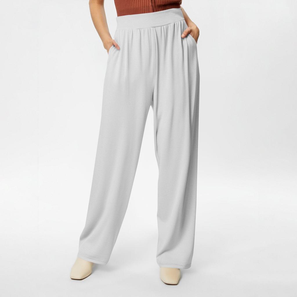 Women's Casual Drawstring Elastic Waist Pants Comfortable Straight Yoga Loose Solid Color Pants