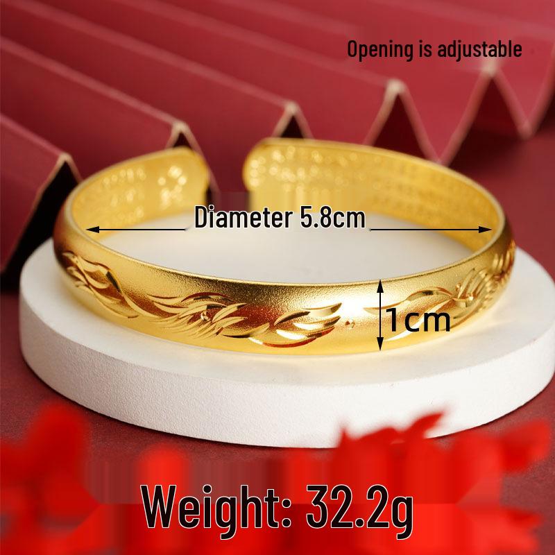 Вьетнамский браслет-манжета из песочного золота с текстом Сердечной сутры: Долговечный браслет из звездного латунного сплава для женщин.