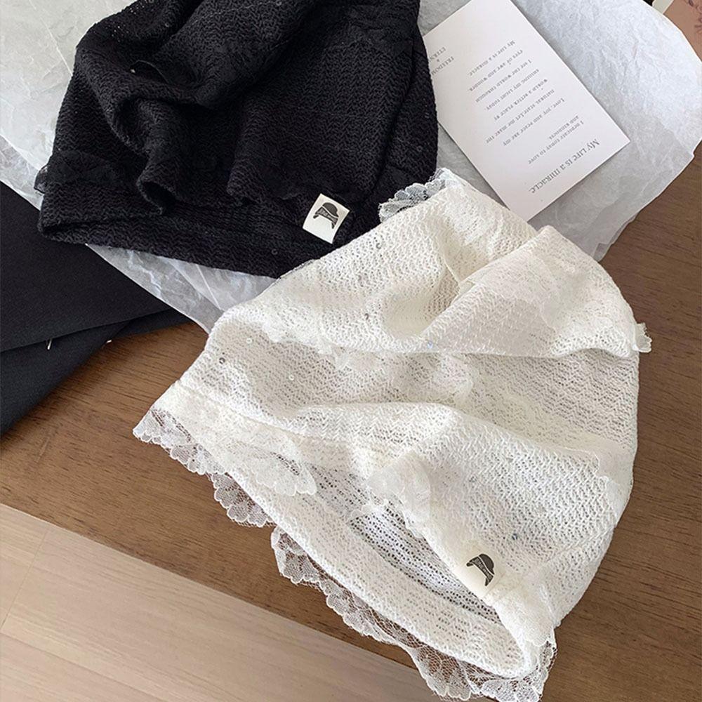 Breathable Beanies Hat Y2k Lace Skullies Hat Korean Fashion Beret Cap Women Girls