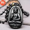 Привет, модный женский подарок для мужчин, веревка из натурального обсидиана, бусина Будды, черный кулон Будды, ожерелье, цепочка