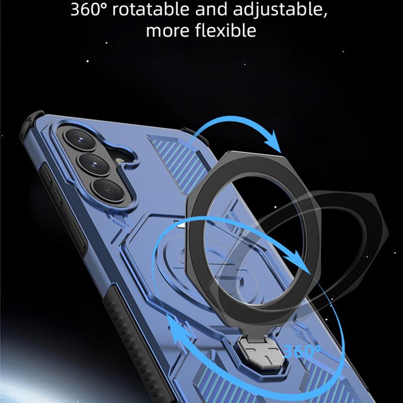 KEYSION Ударопрочный Магнитный Чехол для Samsung A57 5G A37 Силикон+ПК Вертикальная Живая Металлическая Кольцевая Подставка Задняя Крышка Телефона для Galaxy A17 4G 5G
