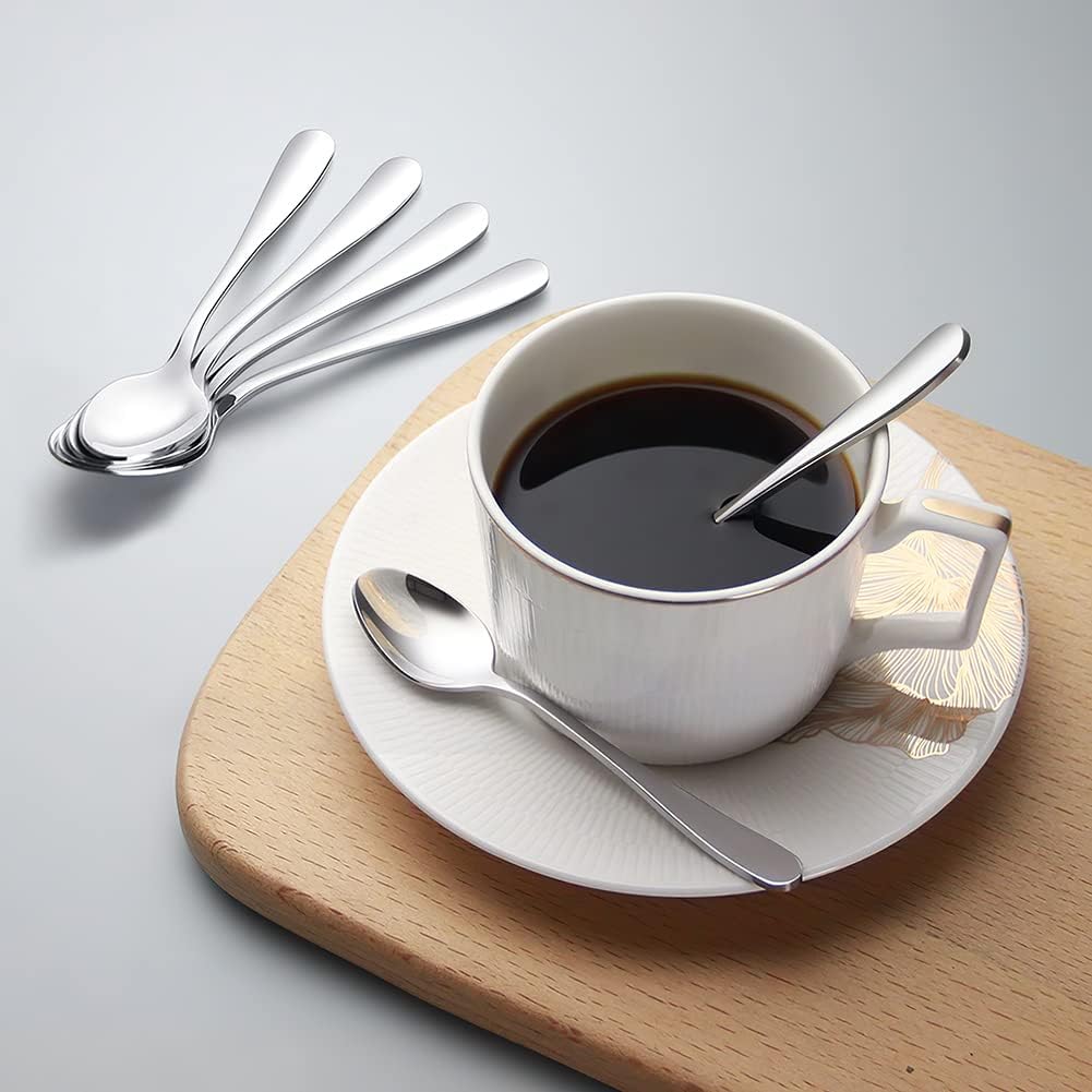 Кофейные ложки IQCWOOD, Мини-ложка для эспрессо, 6 штук, Набор столовых приборов из нержавеющей стали, Столовая ложка для дома, кухни или ресторана, Можно мыть в посудомоечной машине