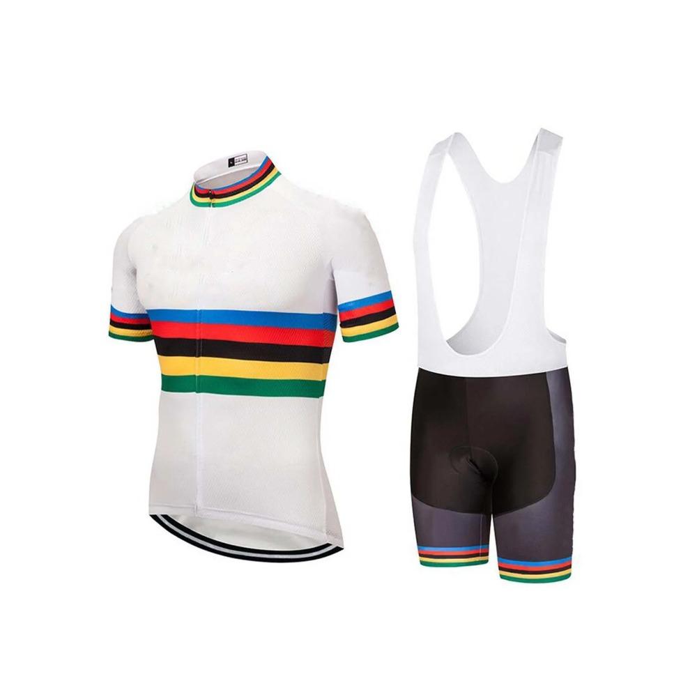 Men’s 2 Piece Cycling Set with Bib Shorts, Short Sleeve Crewneck Full Zip Breathable Quick Dry Lightweight Outfit