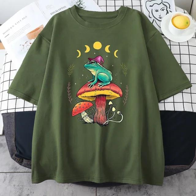 Cottagecore Aesthetic Mushroom Dark Academy Frog Новые мужские футболки в стиле хип-хоп Толстовка Летние топы из хлопка Мужская одежда больших размеров
