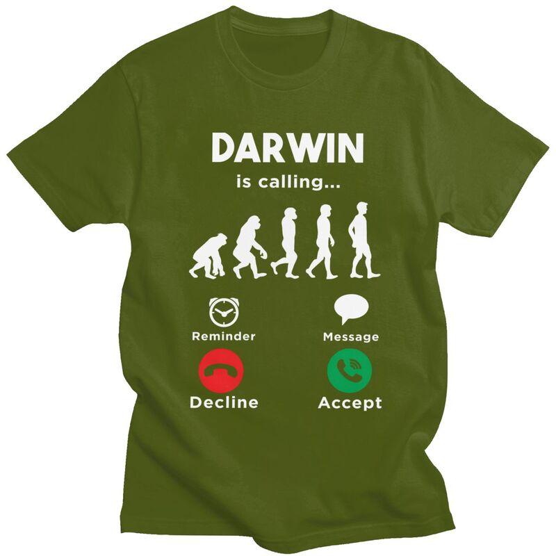 Lets Go Darwin Is Calling T Shirts Men 100 Cotton Tee Tops Valentines Day Gift Tshirt ShortSleeve Tshirt