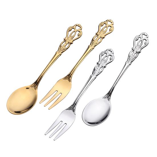 Ложка из полированной винтажной стали из нержавеющей стали, креативная ложка для питья, торта и десерта