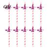 Glitter Decorative Straws 10PCS Disposable Paper Straws, with Halloween Theme Patterns, Odorless Party Photo Props Striped Drinking for