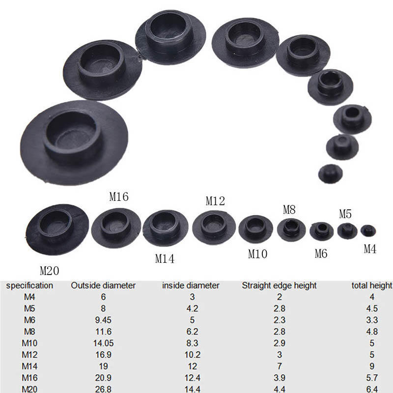 100 шт. черный шестигранный болт с шестигранной головкой, гайка, шестигранная головка, защитная крышка