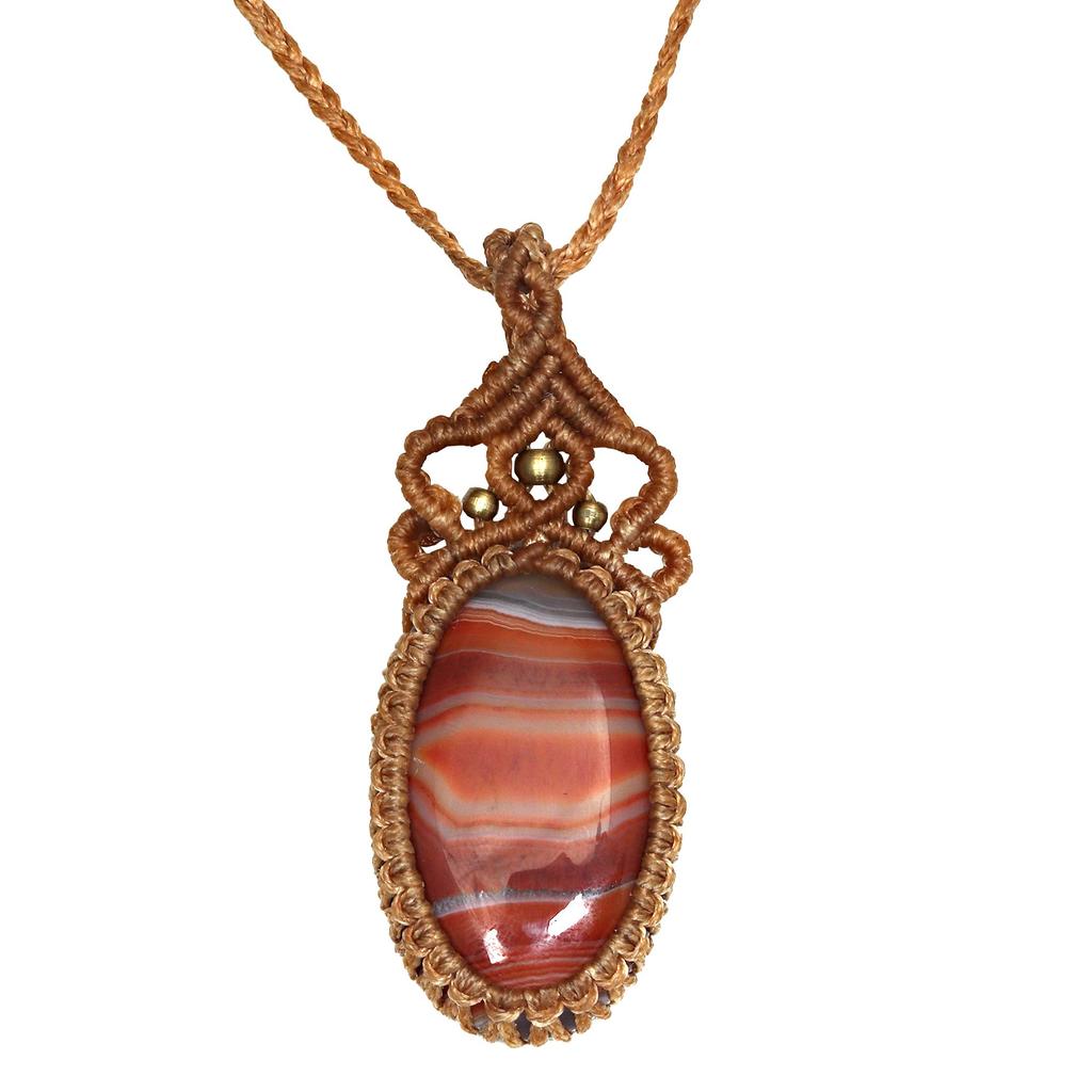 Агатовое ожерелье Красный макраме драгоценный камень Бисерное ожерелье макраме камень красный Ручная работа