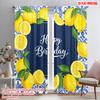 2pcs 2D Flat Printing Window Treatment Curtains Happy Birthday Lemons Polyester Without Electricity Party Decorations Perfect
